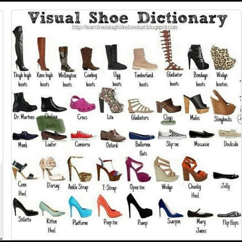 Shoe dictionary. Every type of shoe ya could imagine ❤️❤️❤️❤️